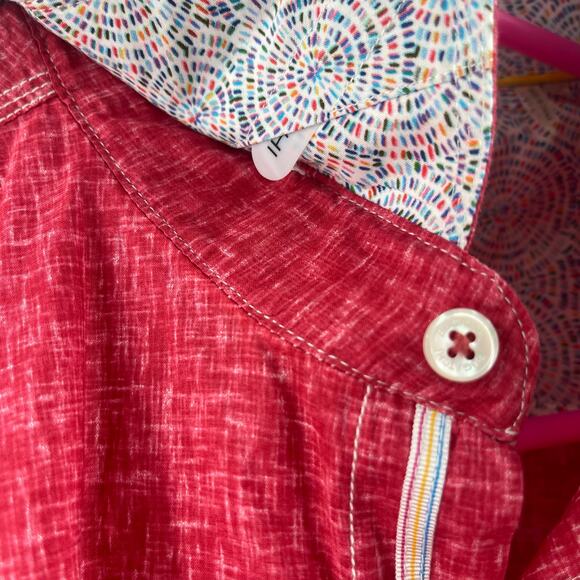 BUGATCHI Button Down Shirt Large Red/Pink Business Office Work Career Cotton - Picture 5 of 14